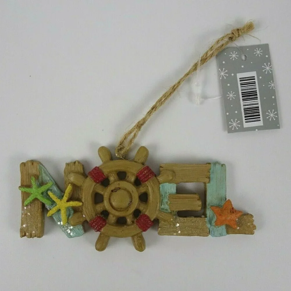 💰3/$25 New NOEL Christmas Tree Ornament Beach Coastal Ship Wheel Decor Gift